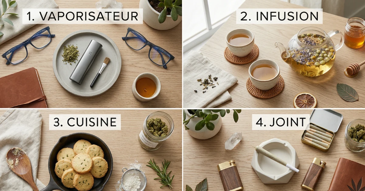 4 méthodes pour consommer les fleurs CBD : vaporisateur, infusion, cuisine et joint